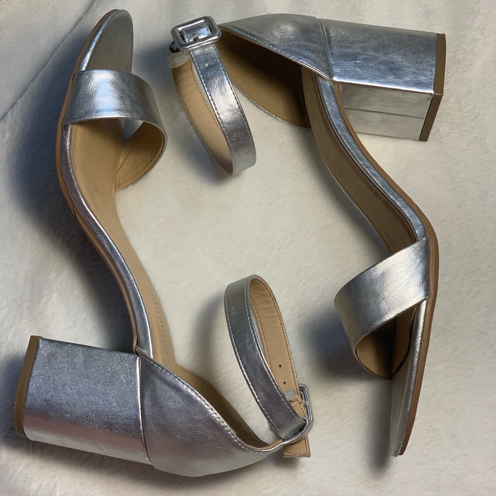 CL by Laundry Silver Block Heels